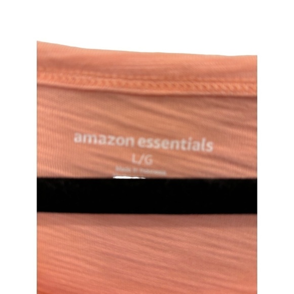 Amazon Essentials Peach Short Slv Elastic Waist Jersey Knit Dress POCKETS L NWT - Picture 2 of 4